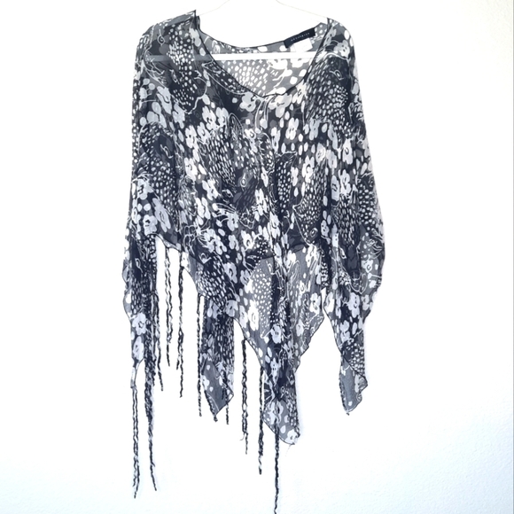 Vintage Mesmerize Silk Floral Animal Print Shawl - Picture 1 of 5